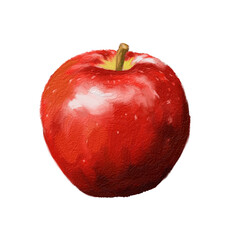 red apple isolated on white, oil paintimg style