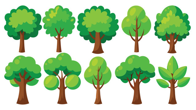 Trees collection in flat style