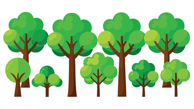 Trees collection in flat style