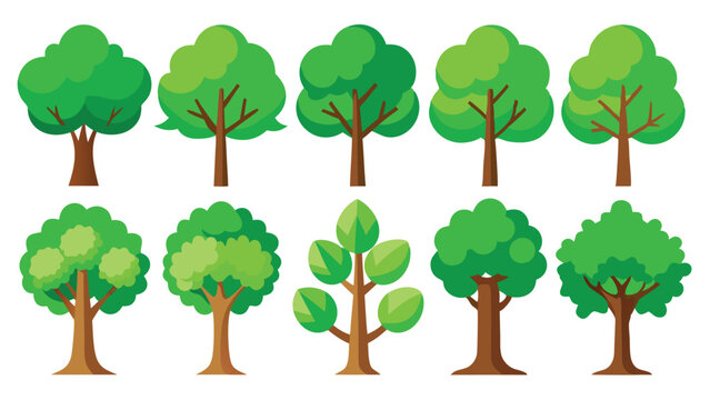 Trees collection in flat style