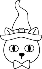 Halloween black cat head outline vector.
Isolated late Halloween cat avatar outline svg.
