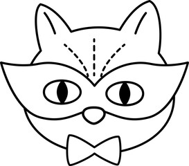 Halloween black cat head outline vector.
Isolated late Halloween cat avatar outline svg.
