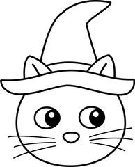 Halloween black cat head outline vector.
Isolated late Halloween cat avatar outline svg.
