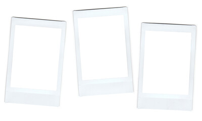 Set of realistic polaroid frame photo template, instant photo frame isolated in transparent PNG.