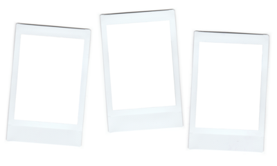 Set of realistic polaroid frame photo template, instant photo frame isolated in transparent PNG.