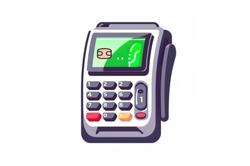 Payment terminal with thermal paper for receipt isolated on white