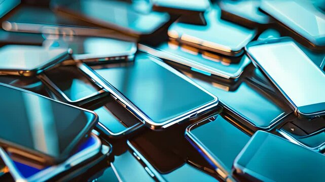 A pile of mobile phones with varying screen sizes and shapes
