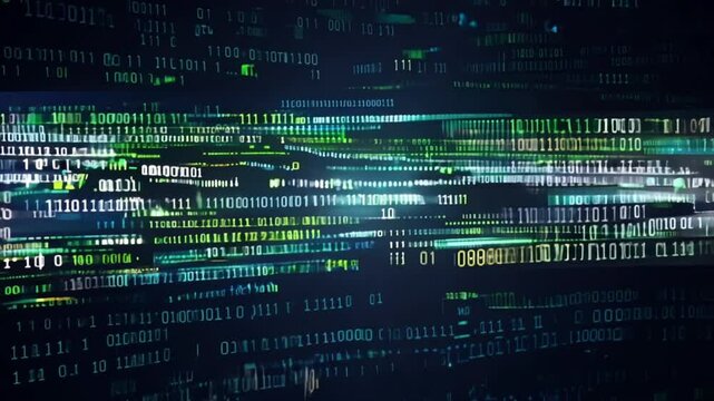 binary code streaming digital information and data Generative AI