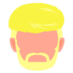 flat icon avatar adult man with top hair and short yellow blonde hair with beard