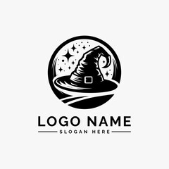 magic witch hat vector logo