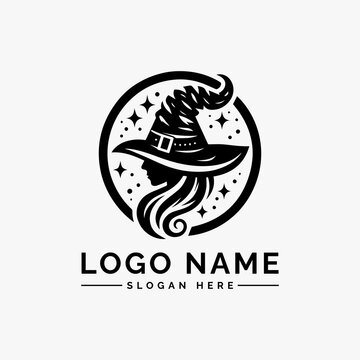 magic witch hat vector logo