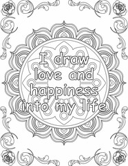 Printable mandala coloring page for kids and adults with affirmation quote for self talk and self care. it helps to succeed and struggle against life to enjoy the tough journey
