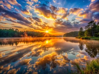 sunrise over the lake