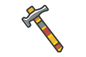 Iron hammer with wooden handle illustration