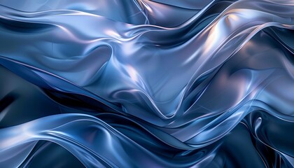 Obraz premium Abstract Blue Waves of Smooth Flowing Lines, Elegant Dynamic Visual, Digital Art Form, Background with Copy Space