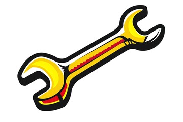 scratched wrench isolated on white with clipping path