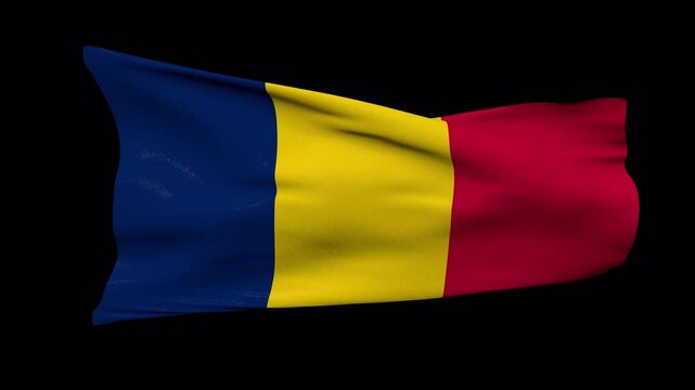 Chad flag waving in the wind transparent background 4K resolution
