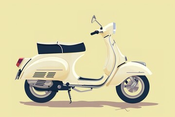 yellow retro scooter illustration. vintage transportation sign and symbol.