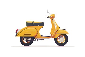 yellow retro scooter illustration. vintage transportation sign and symbol.