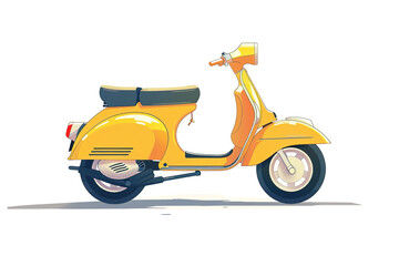 yellow retro scooter illustration. vintage transportation sign and symbol.