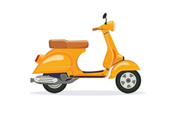 yellow retro scooter illustration. vintage transportation sign and symbol.
