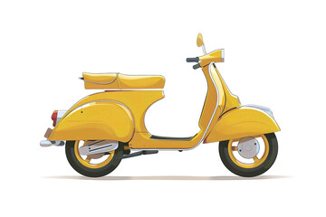 yellow retro scooter illustration. vintage transportation sign and symbol.