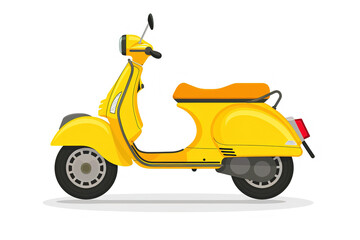 Obraz premium yellow retro scooter illustration. vintage transportation sign and symbol.