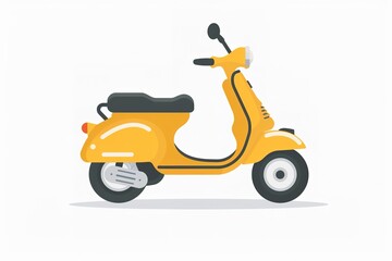 yellow retro scooter illustration. vintage transportation sign and symbol.