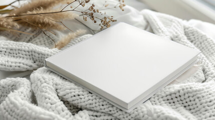 A white notebook mockup, minimal, cozy style. Generative AI illustration 