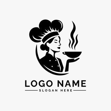woman chef or cook vector logo