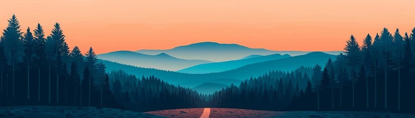 Obraz premium Scenic trails, heritage site with preserved environment, flat design illustration, field of dept deep odject, all cover focus text, for spacecopy