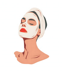 woman with her hair in buns, wearing white facial mask and minimal makeup