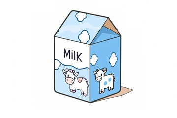 Milk packaging illustration, isolated on white, hand drawn