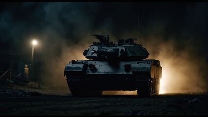 tank in the smoke background photo