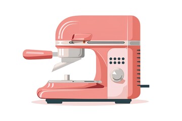 Fototapeta premium Pink kitchen mixer with black bowl and whisk. 