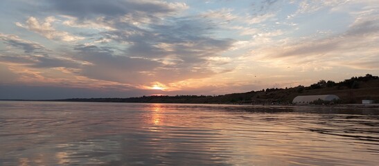 sunset over the river