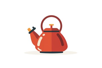 Kitchen  teapot sticker concept. Water boiling and cooking tool, kitchen utensil. Poster or banner. Household and kitchenware.
