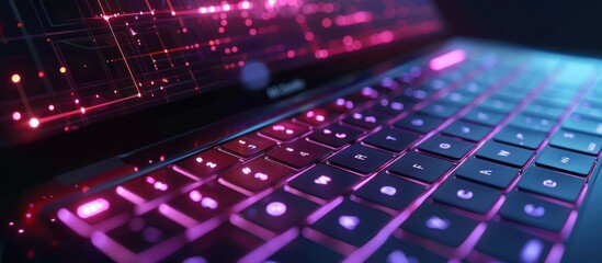 Laptop Keyboard with Neon Lights