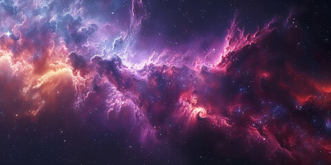 Obraz premium 宇宙に輝く星々と紫の光の背景