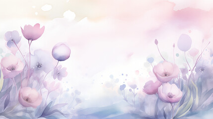 Obraz premium watercolor pastel background with flowers