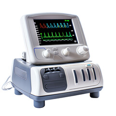 Medical ventilator with digital display, showcasing vital signs in the ICU. Advanced technology for critical care.