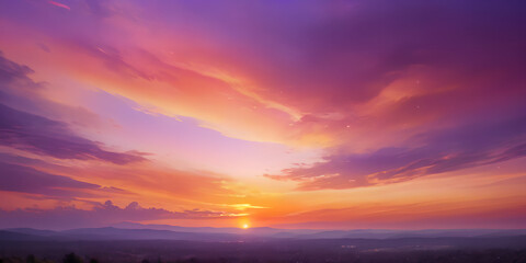 Obraz premium Orange, pink, purple and yellow fiery sunset