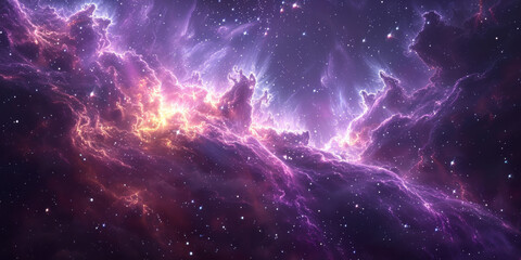 Obraz premium 宇宙に輝く星々と紫の光の背景