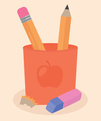 Cute Illustration With Box at Pencils and Eraser