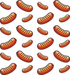 Seamless pattern with sausages. Vector texture.