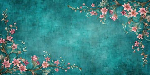 Blush pink tendrils swirling over deep oceanic teal canvas, abstract, art, background, vibrant, colors, texture, design