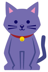 お座りをするスタイリッシュで可愛い猫のイラストアイコン／紫