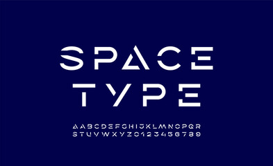 Technology font, digital cyber alphabet