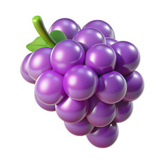 3D glossy plastic grape cluster with realistic textures and vibrant colors

