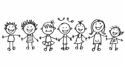 Hand-Drawn Stick Figure Family